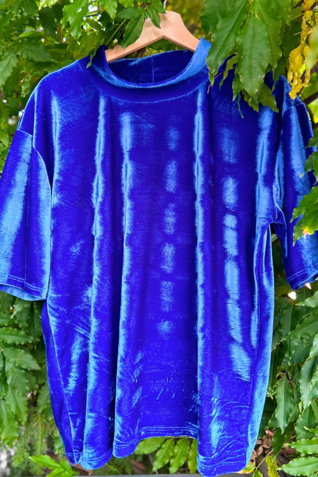 Bluse Samt Wet Look