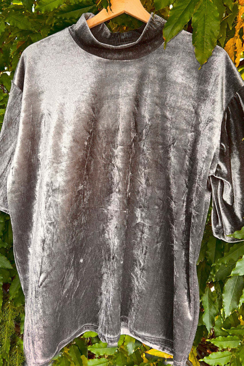 Bluse Samt Wet Look