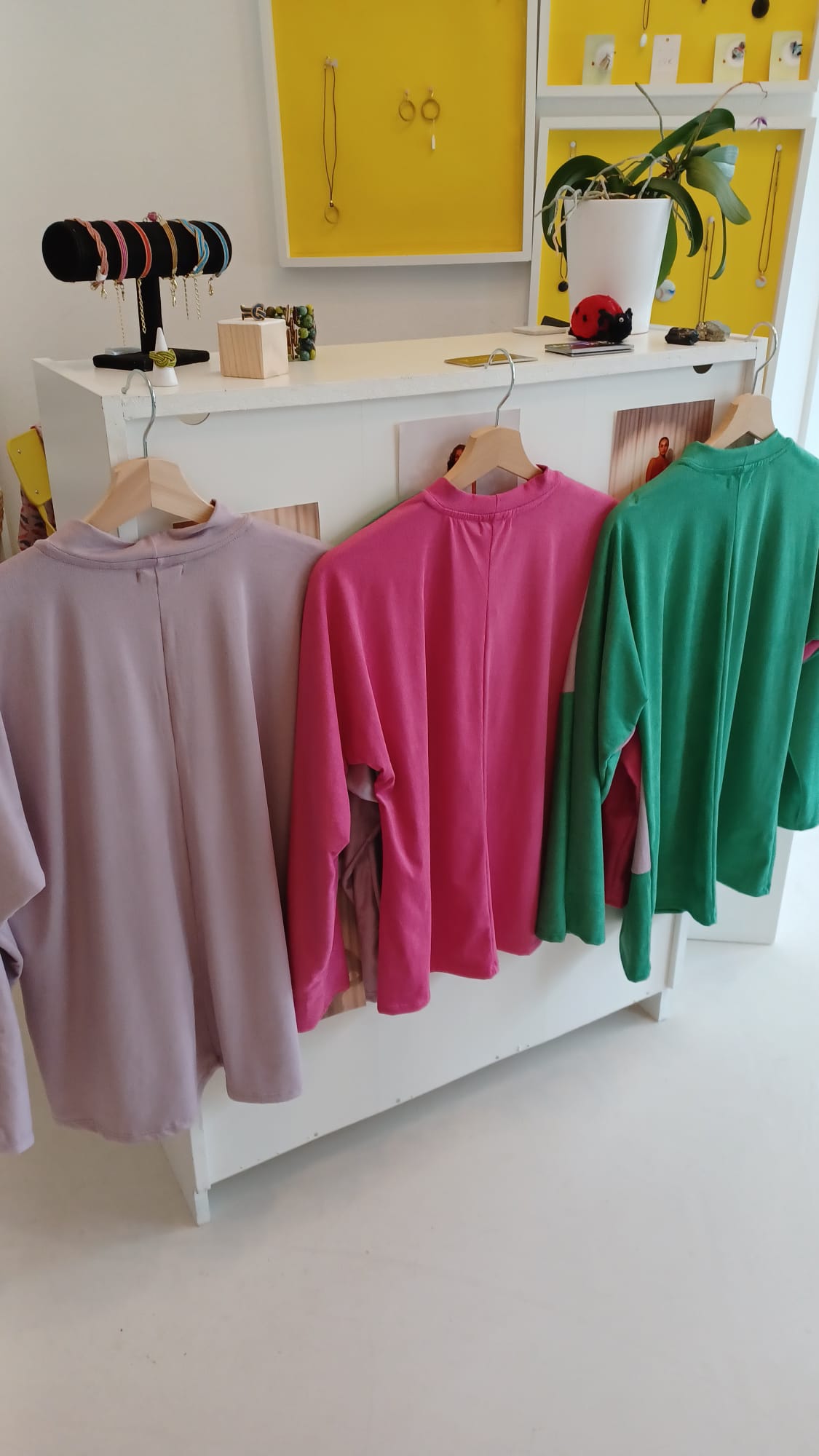 Geometrische Bluse Rosa&Grün